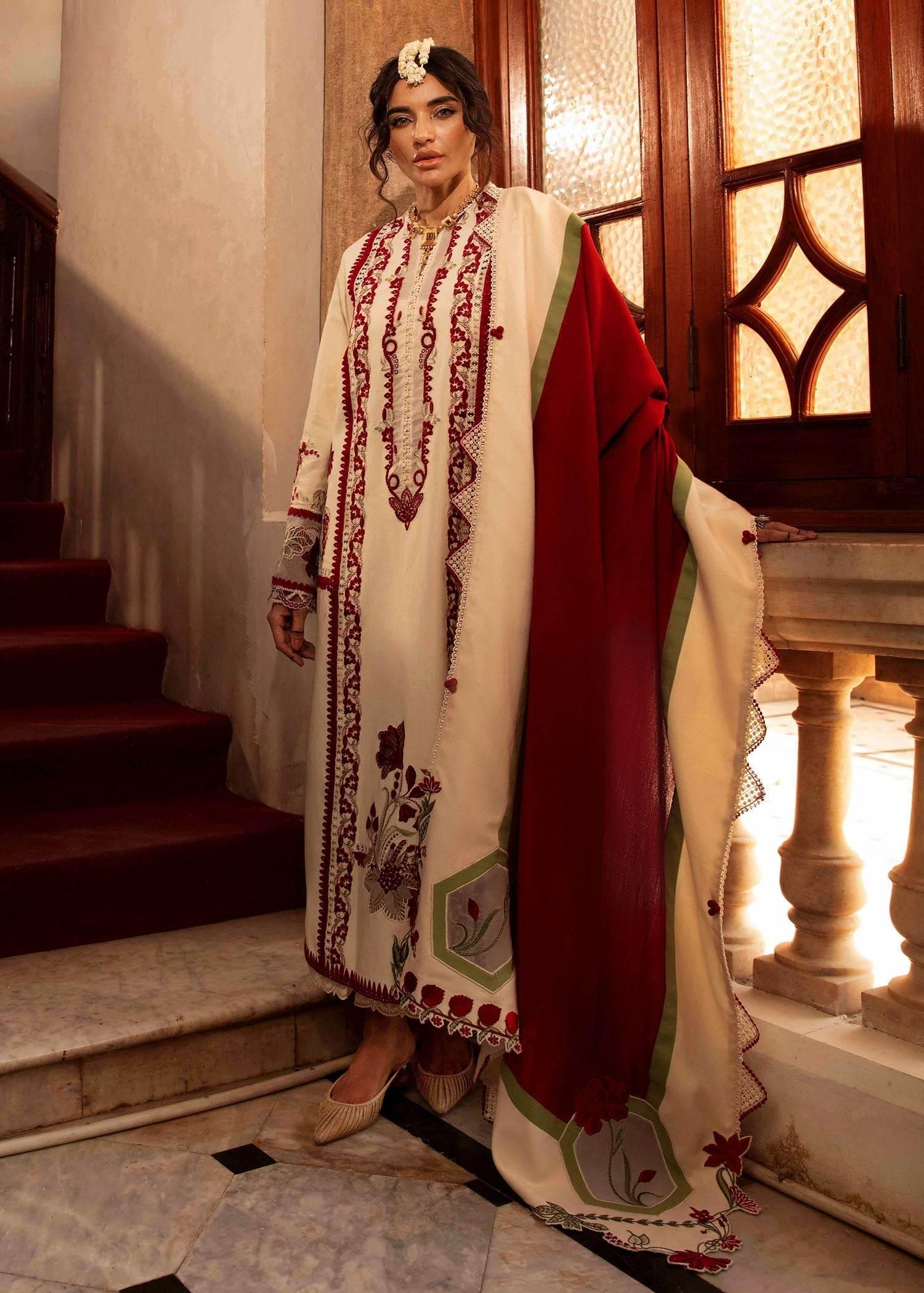 CRIMSON LAWN UNSTITCHED EMB 3PC - City Cloth House