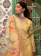 FARAH TALIB AZIZ LAWN UNSTITCH EMB 3PC BAHIA SUN (FTA-12) - City Cloth House
