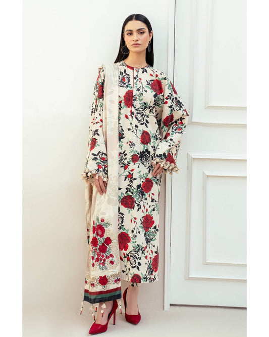 BAROQUE LAWN PRINTED UNSTICH 3PC - City Cloth House