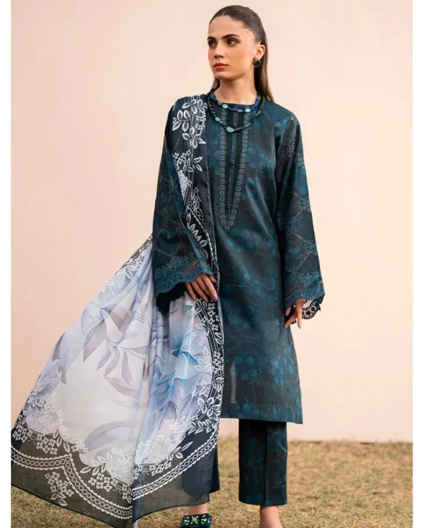 BAROQUE DHANAK PRINTED UNSTICHED 3PC - City Cloth House