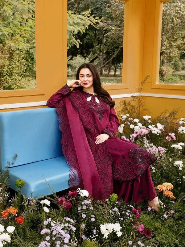 Merlot | Emb Unstitched Lawn 3pc