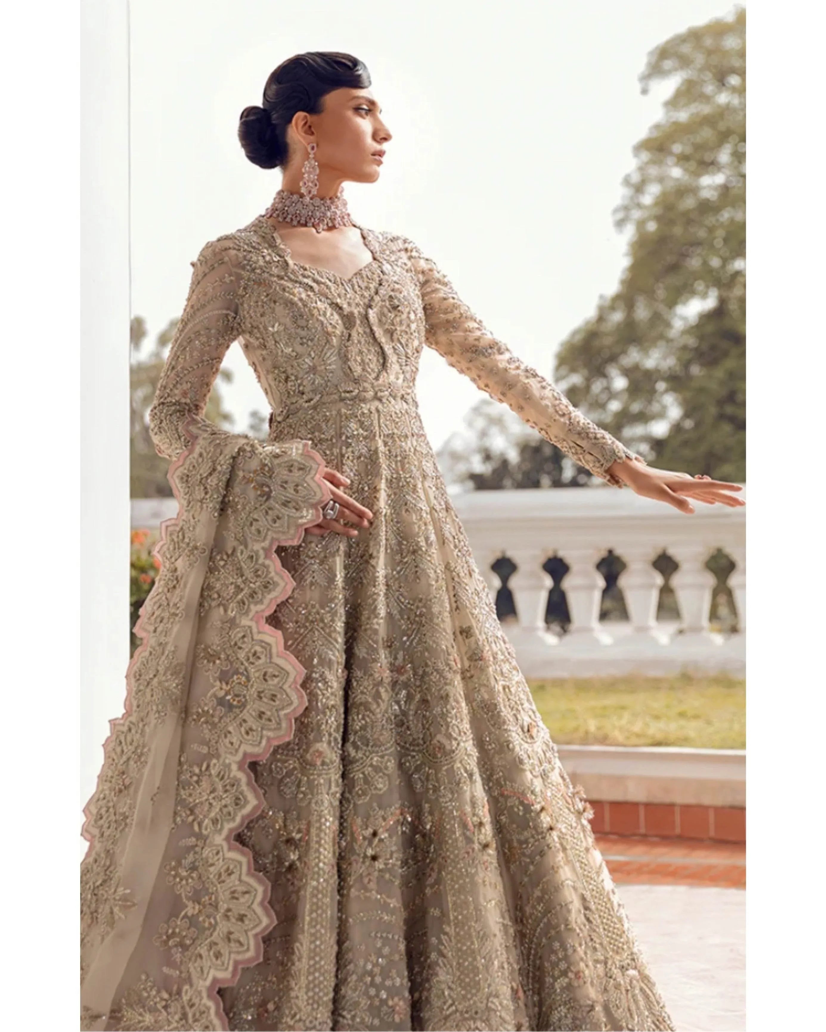 SUFFUSE ORGANZA UNSTITCHED EMB IRIS D-6 MAXI - City Cloth House