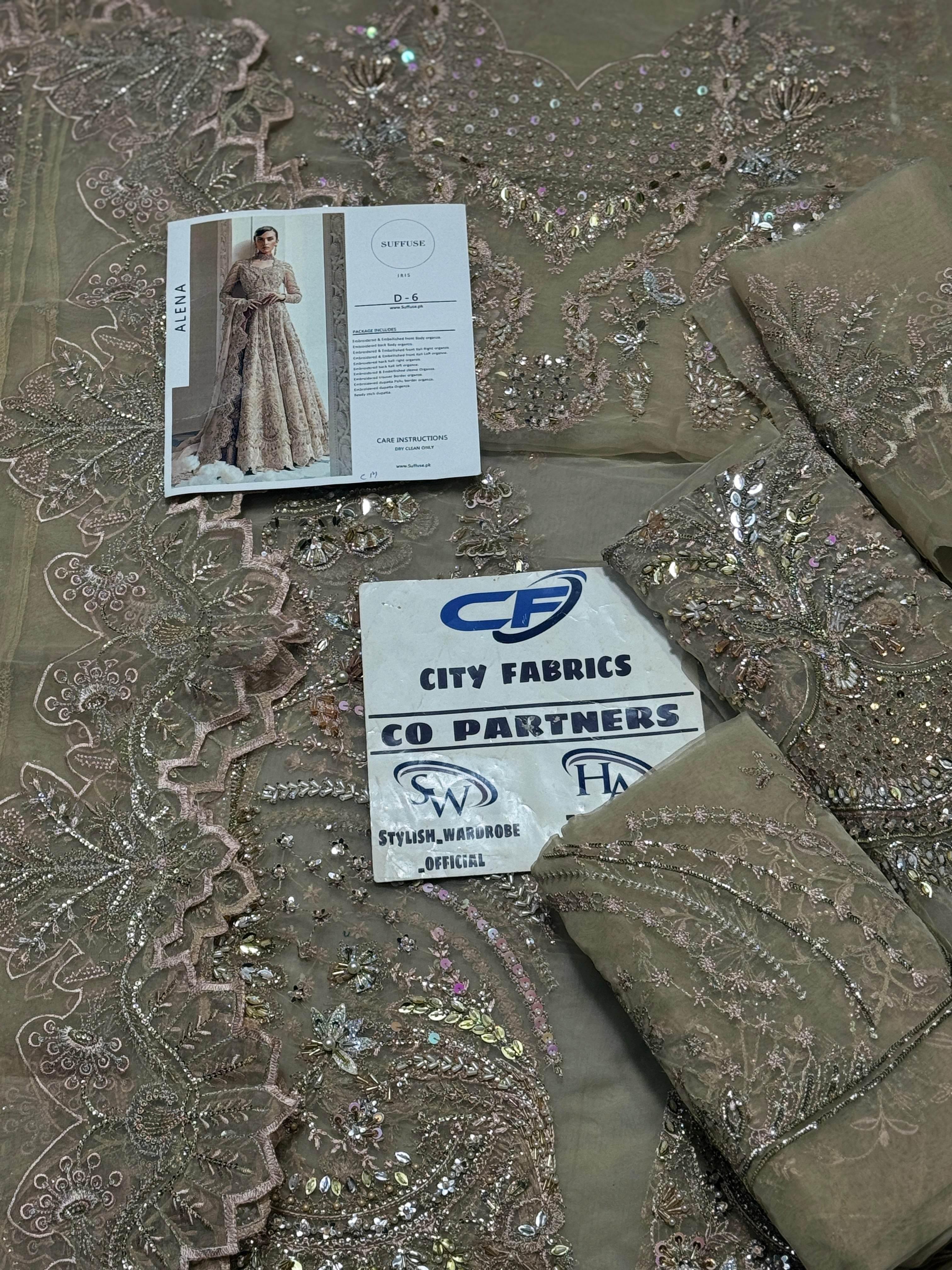 SUFFUSE ORGANZA UNSTITCHED EMB IRIS D-6 MAXI - City Cloth House