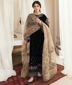 BAROQUE VELVET UNSTITCHED EMB 3PC - City Cloth House