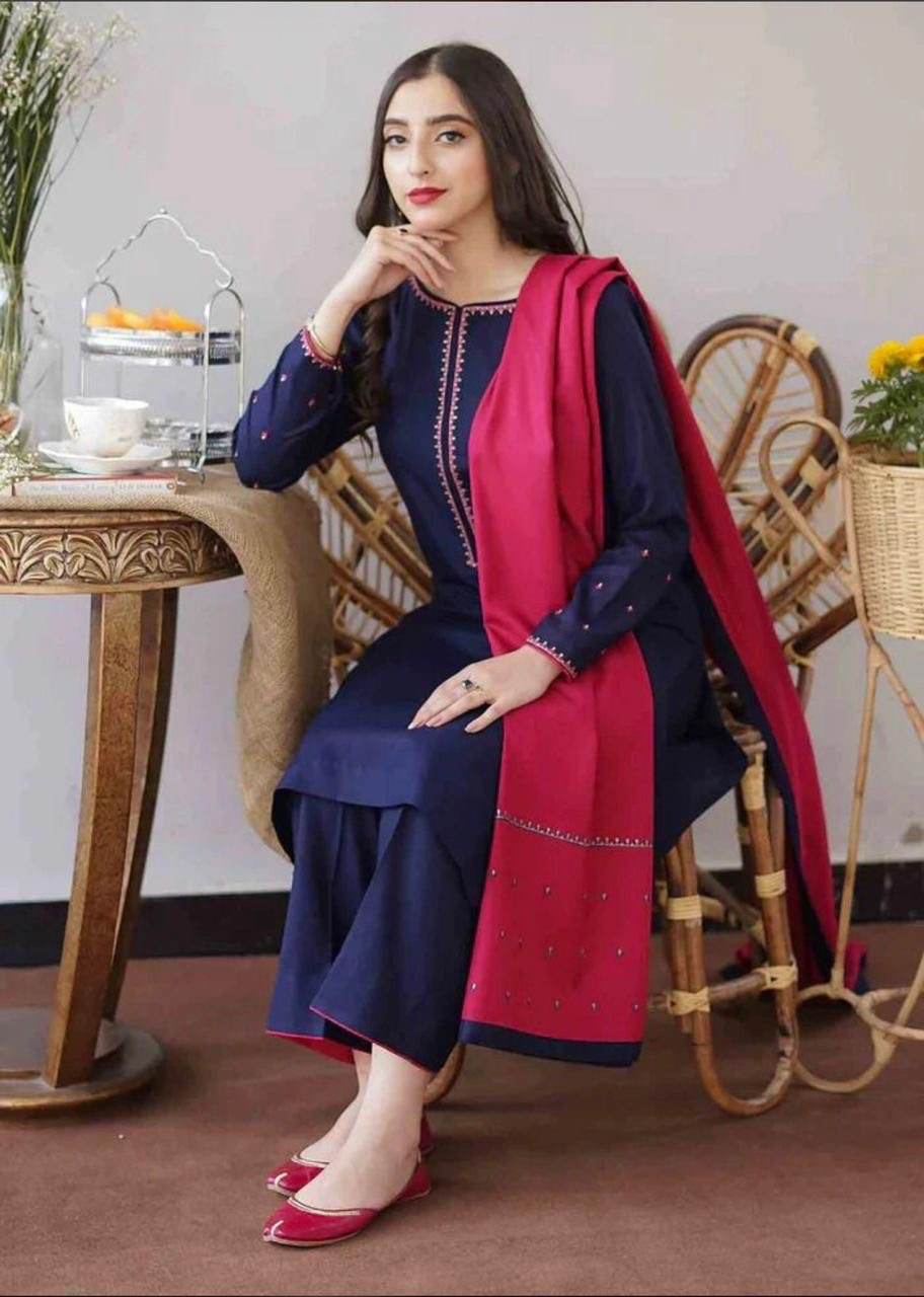 ASLING DHANAK UNSTITCHED EMB 3PC - City Cloth House