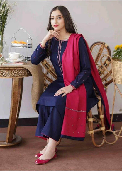 ASLING DHANAK UNSTITCHED EMB 3PC - City Cloth House