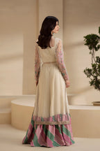 ETHNIC SILK UNSTITCHED EMB  SUIT