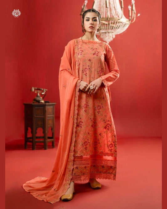 BAREEZE LAWN LUXURY UNSTICH EMB 3PC - City Cloth House