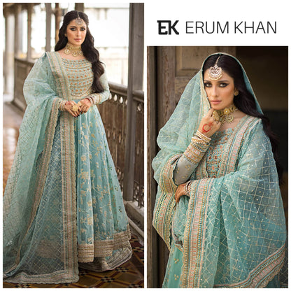 ERUM KHAN ORGANZA UNSTITCHED EMB MAXI - City Cloth House