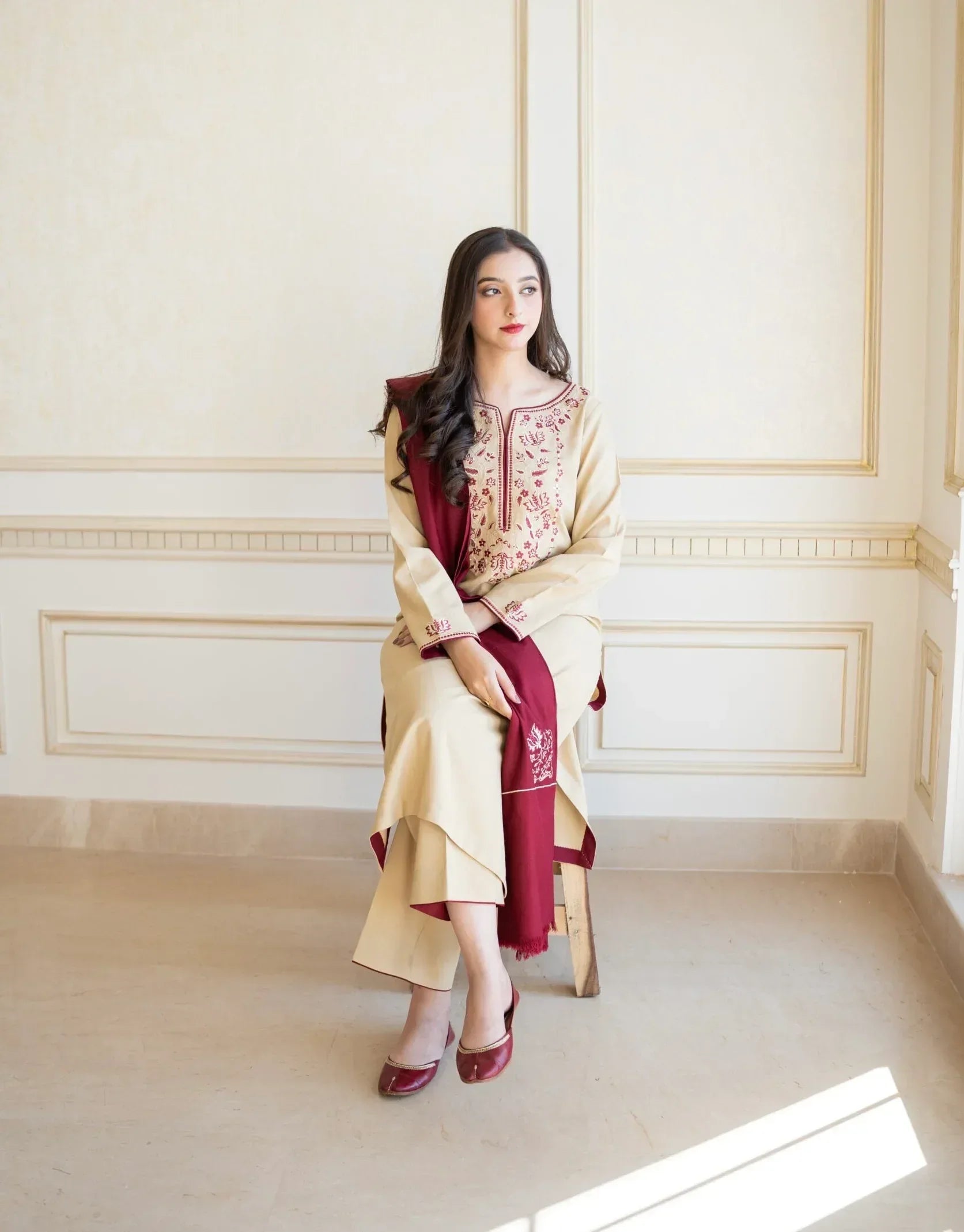 AISLING DHANAK PREMIUM UNSTITCHED EMB 3PC - City Cloth House