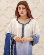 Zoha | Emb Unstitched Shamoz silk 3pc
