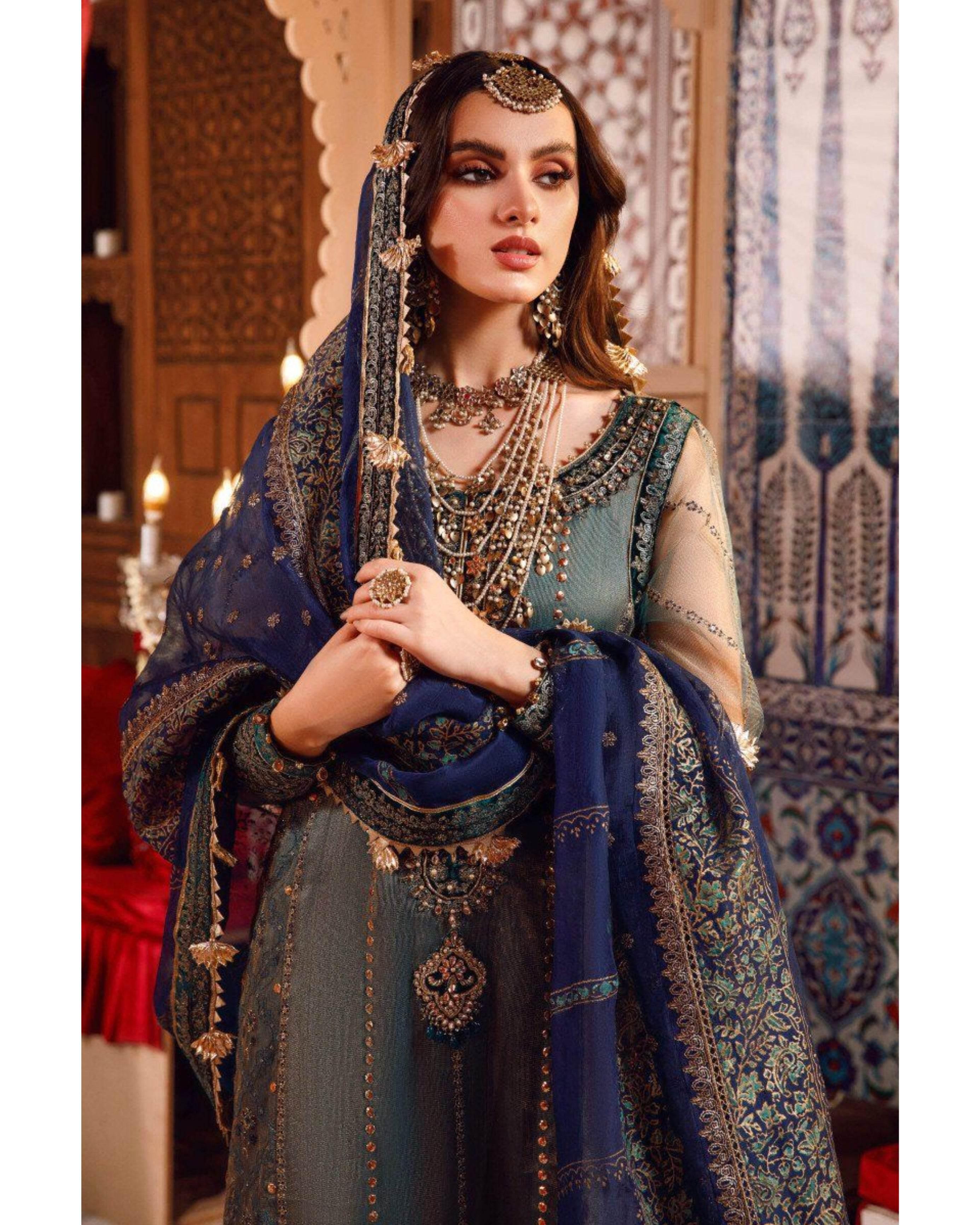 MARIA.B ZARI NET UNSTITCHED EMB SUIT - City Cloth House