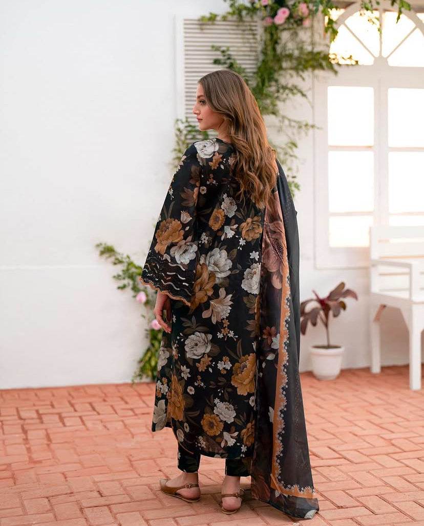 BAROQUE LAWN PRINTED UNSTICH 3PC - City Cloth House