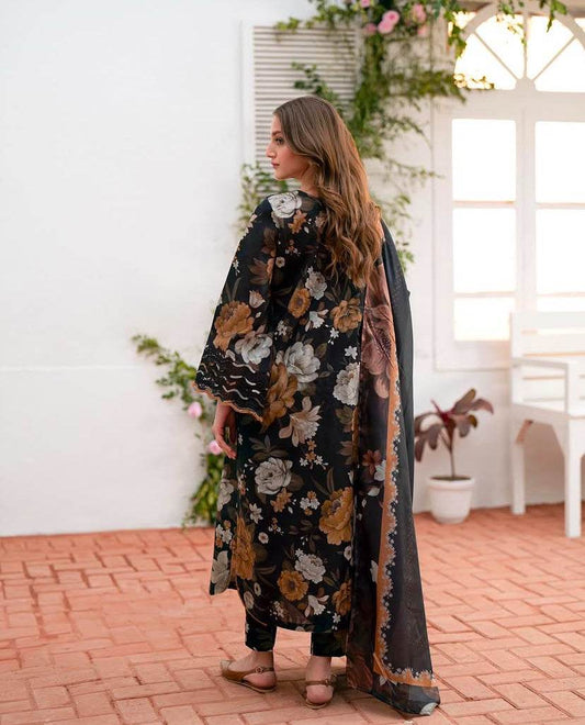 BAROQUE LAWN PRINTED UNSTICH 3PC - City Cloth House
