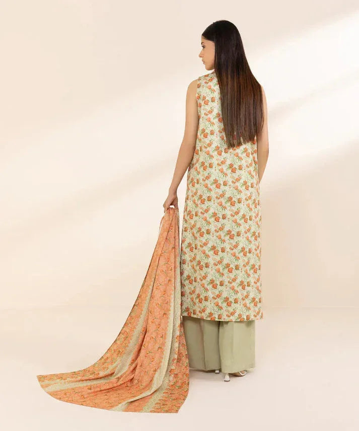 SAPPHIRE DHANAK PRINTED UNSTICHED 3PC - City Cloth House