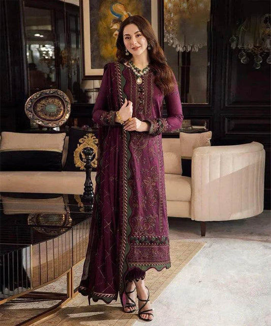 ASIM JOFA LUXURY LAWN UNSTICH EMB 3PC - City Cloth House