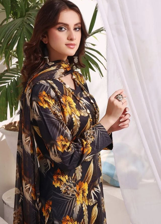 LIMELIGHT LINEN UNSTITCHED PRINTED 3PC