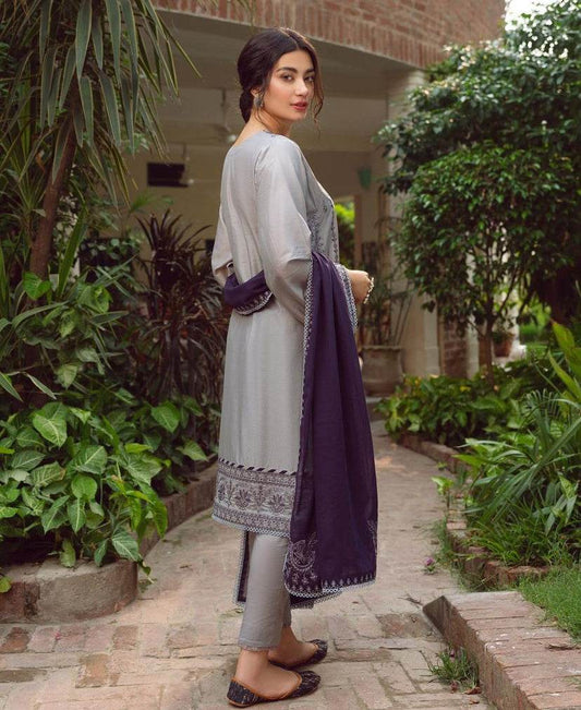 JAZMIN LAWN PREMIUM UNSTITCHED EMB 3PC - City Cloth House