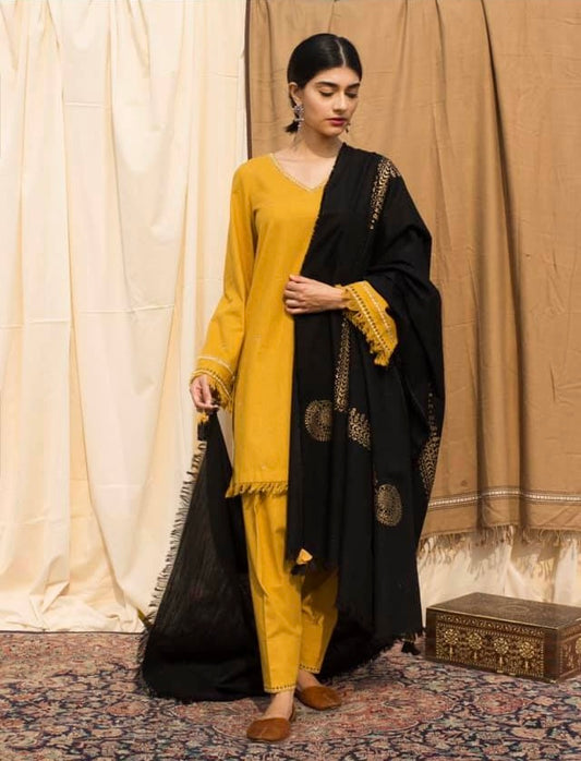 ASLING DHANAK UNSTITCHED EMB 3PC