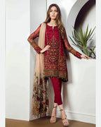 BAROQUE LINEN UNSTITCHED EMB 3PC - City Cloth House