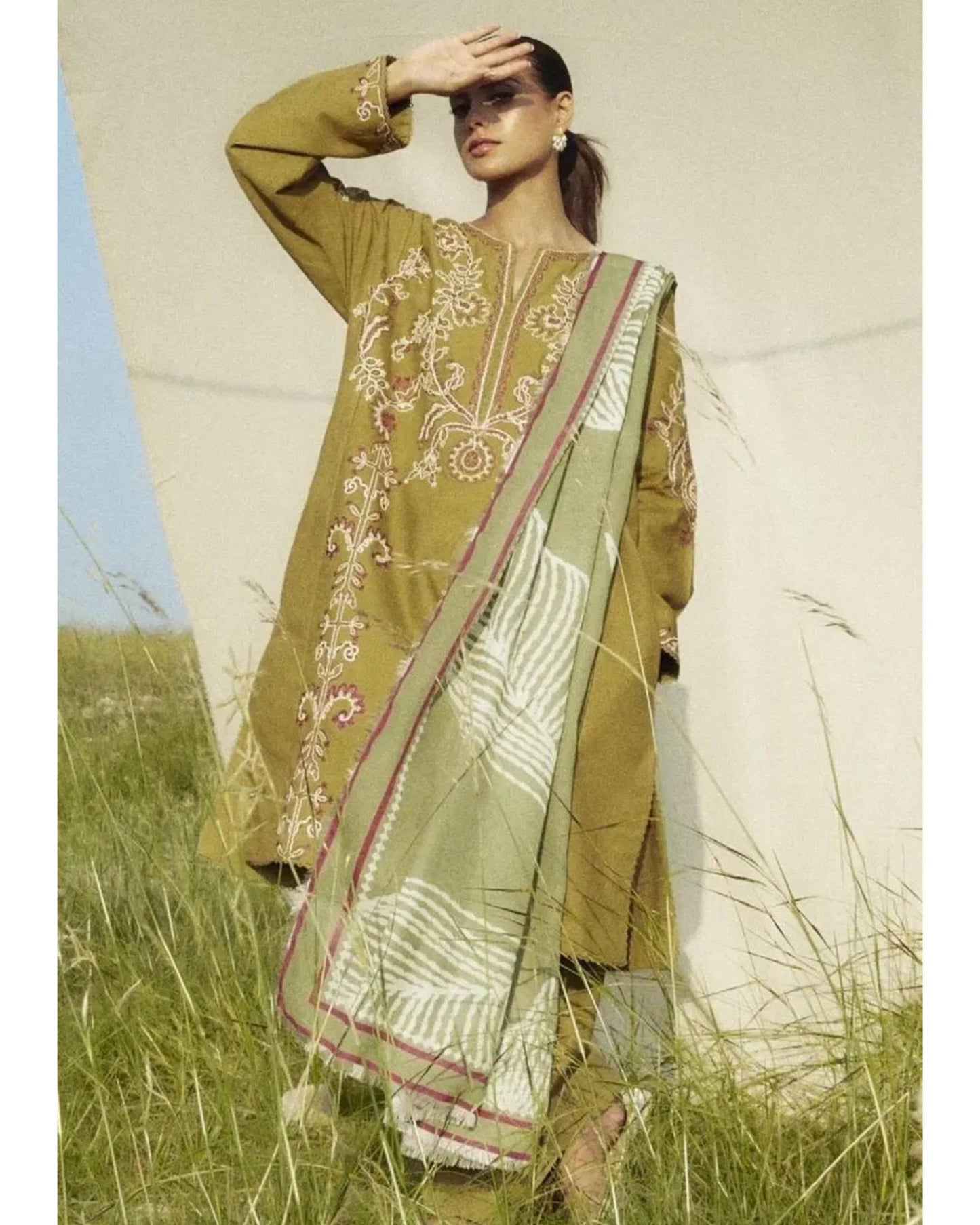 ZARA SHAHJAHAN DHANAK UNSTITCHED EMB 3PC - City Cloth House