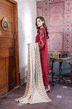 NOOR BY SADIA DHANAK UNSTITCHED EMB 3PC - City Cloth House