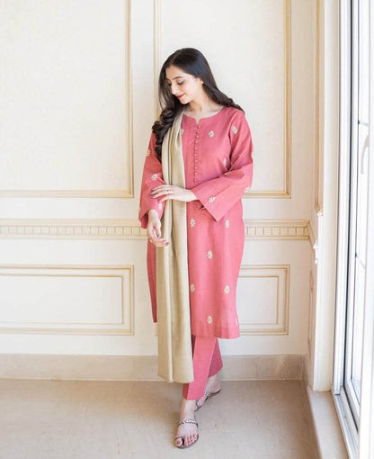AISLING DHANAK UNSTITCHED EMB 3PC - City Cloth House