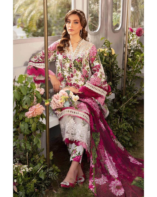 MARIA.B LAWN UNSTITCHED EMB 3PC - City Cloth House
