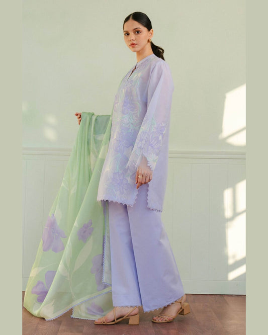 ZARA SHAHJAHAN LUXURY LAWN UNSTICH EMB 3PC - City Cloth House