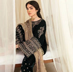 BAROQUE VELVET UNSTITCHED EMB 3PC - City Cloth House