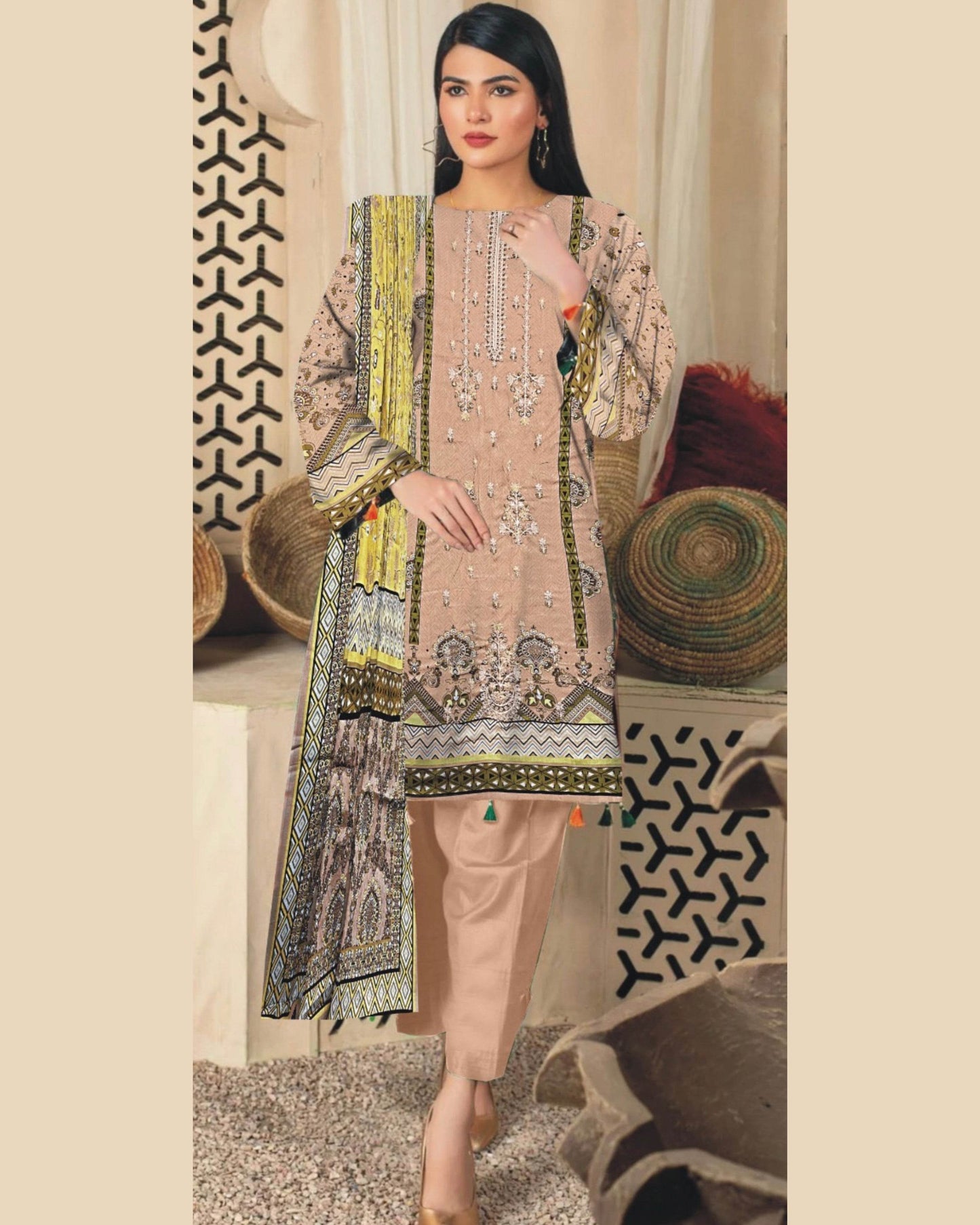 MIRAAL LAWN UNSTITCHED EMB 3PC - City Cloth House