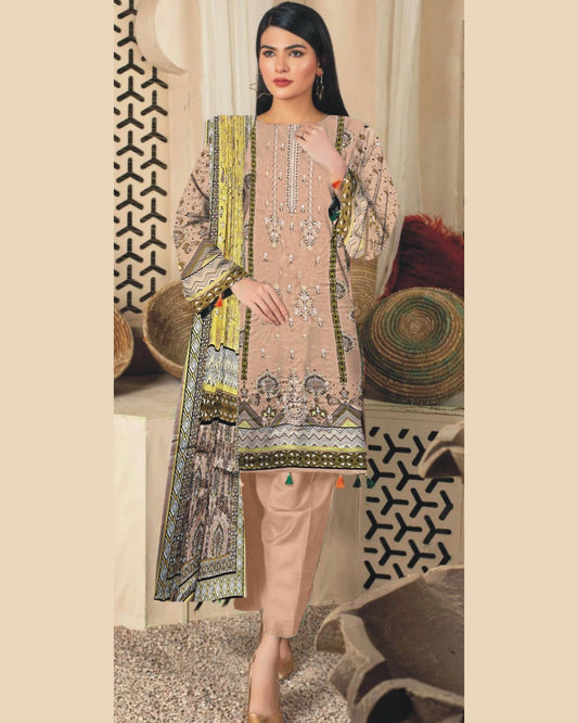 MIRAAL LAWN UNSTITCHED EMB 3PC - City Cloth House