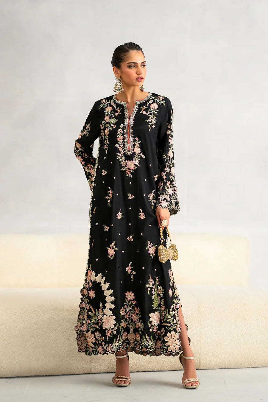 Siah | Emb Unstitched Shamoz silk 2pc