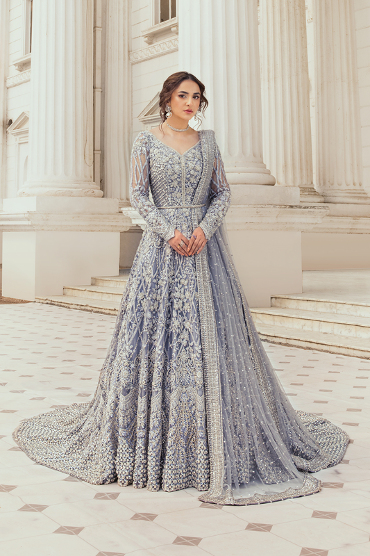ERUM KHAN ORGANZA UNSTITCHED EMB IRIS MAXI