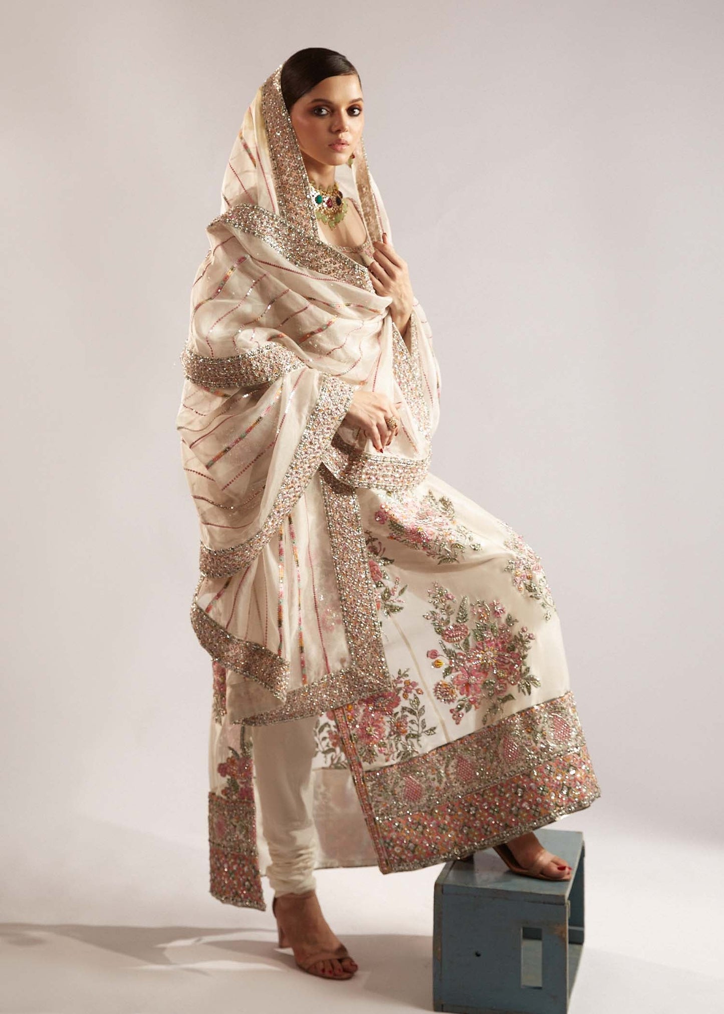 HUSSAIN REHAR ORGANZA UNSTITCHED EMB EURU SUIT