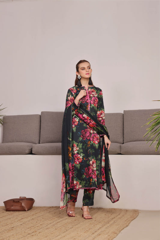 BAROQUE LAWN PRINTED UNSTICH 3PC - City Cloth House