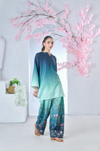 Cyanic | Printed Unstitched Shamoz silk 3pc