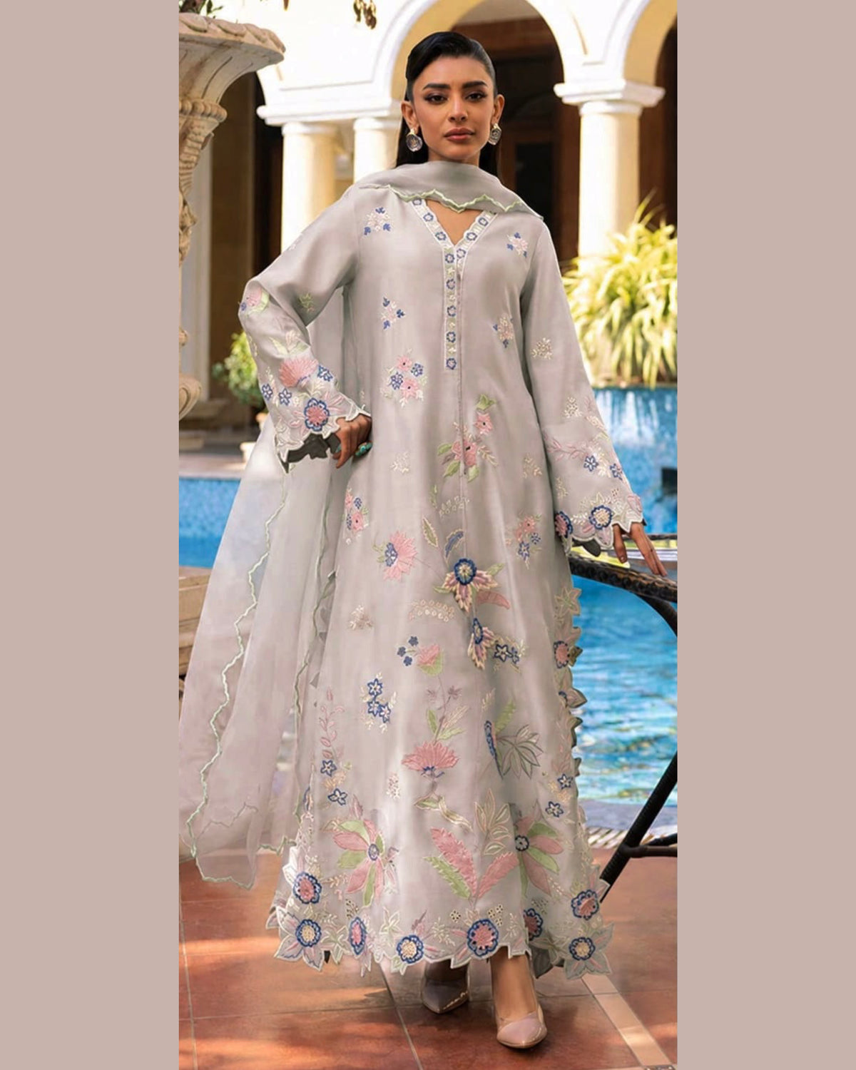 Naqsh | Emb Unstitched Shamoz silk 2pc