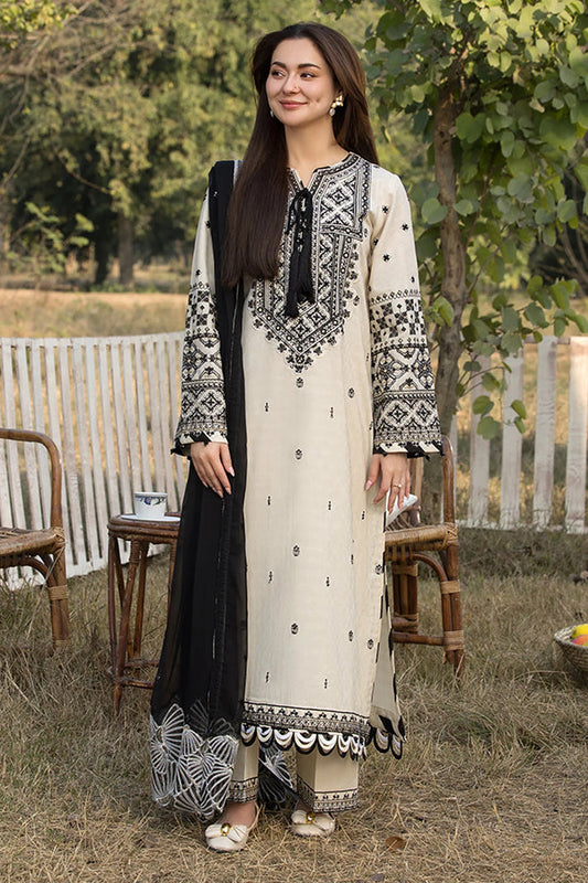 QALAMKAR DHANAK UNSTITCHED EMB 3PC