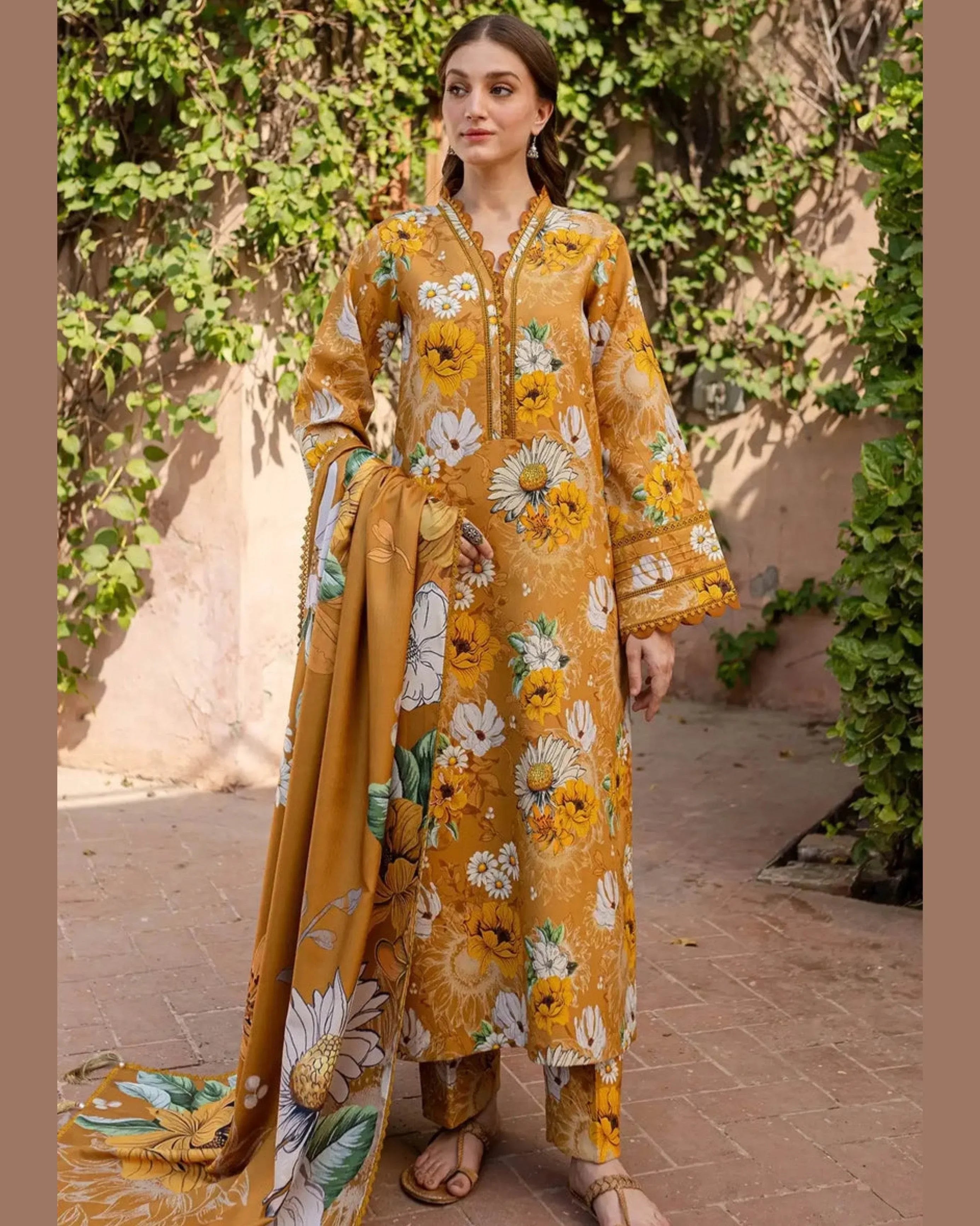 BAROQUE LAWN PRINTED UNSTICH 3PC - City Cloth House