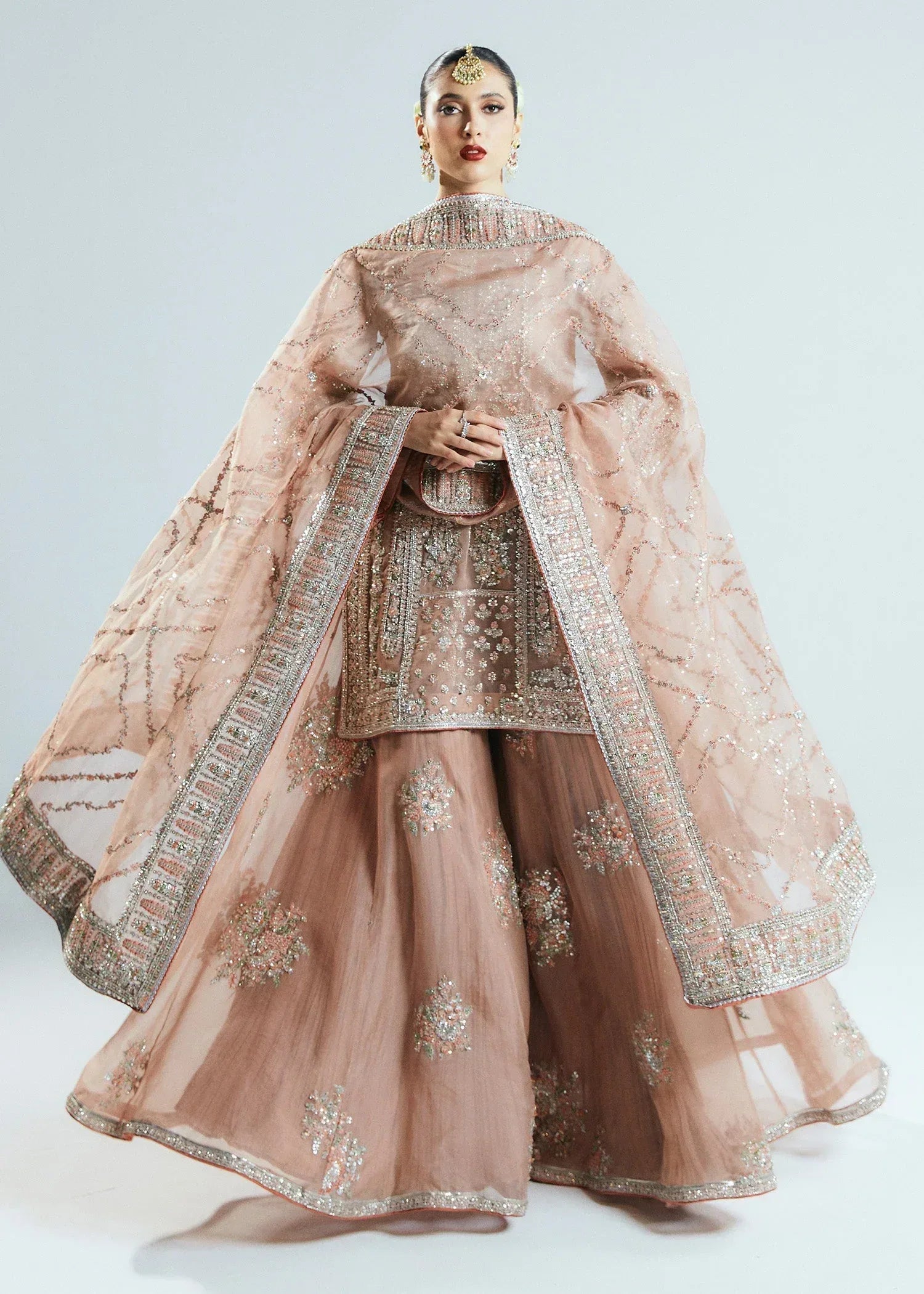 HUSSAIN REHAR ORGANZA UNSTITCHED EMB DUNE SUIT - City Cloth House