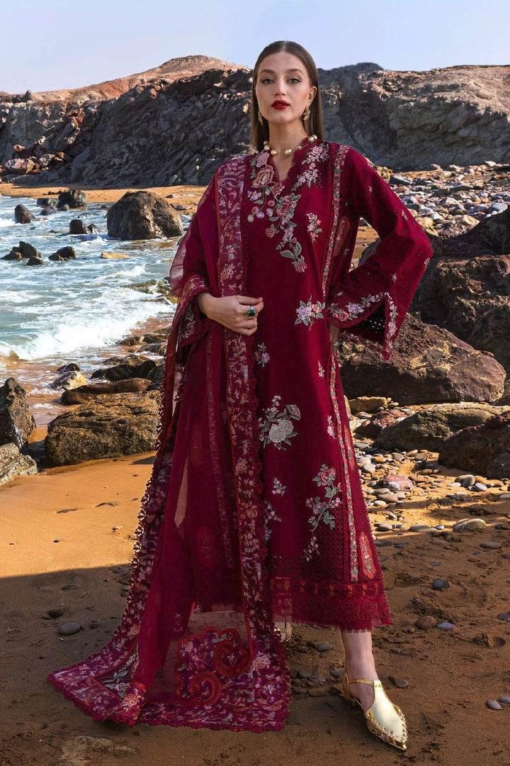 CRIMSON LAWN UNSTITCH EMB 3PC PARSI THREADS (D5-B) - City Cloth House