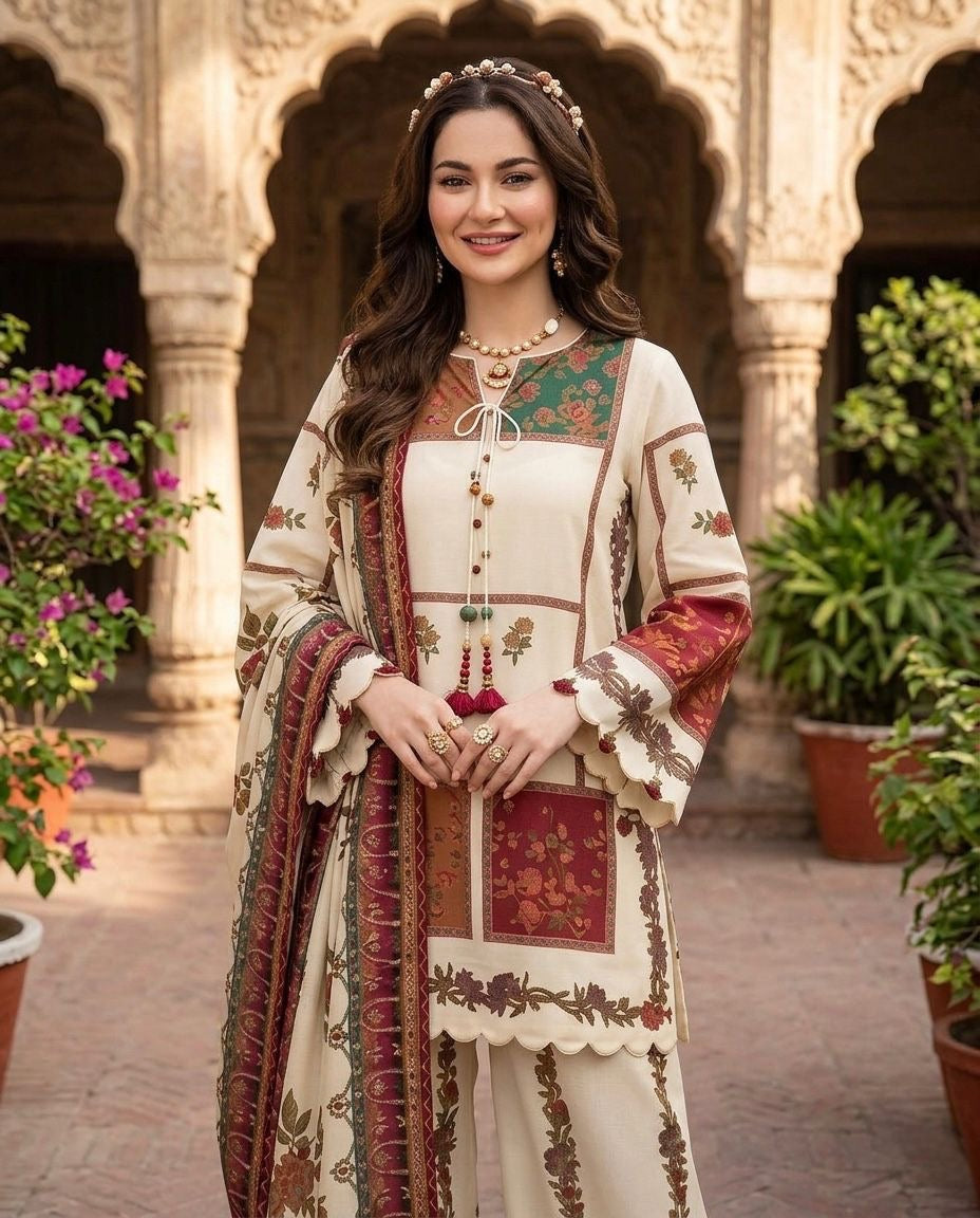 Rumi | Printed Unstitched Shamoz silk 3pc