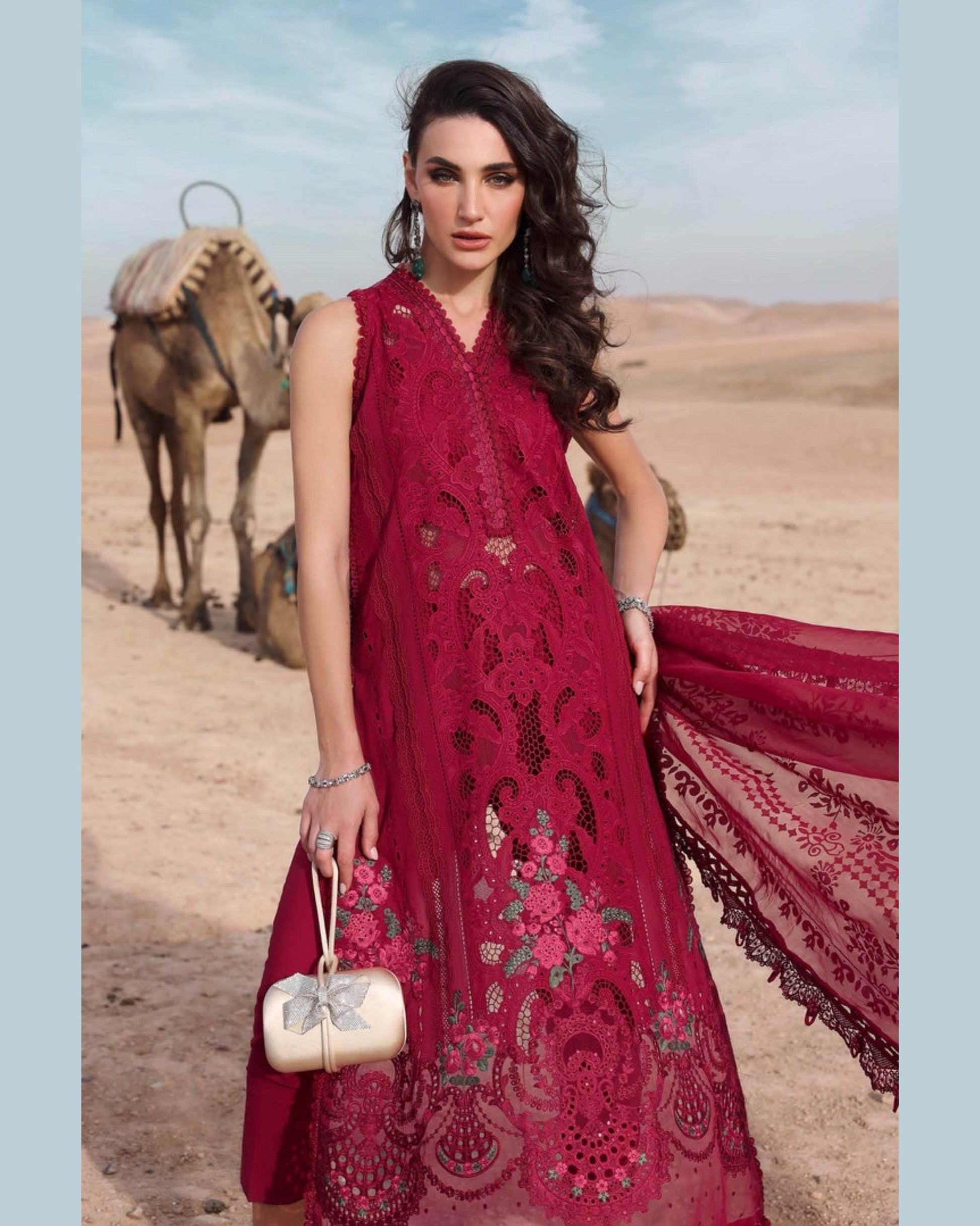 MARIA.B LAWN UNSTITCHED EMB 3PC - City Cloth House