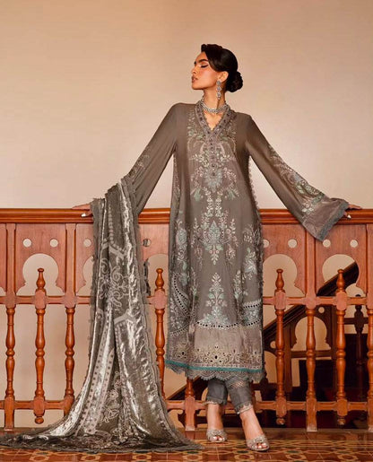 MARIA.B MARINA UNSTITCHED EMB 3PC - City Cloth House