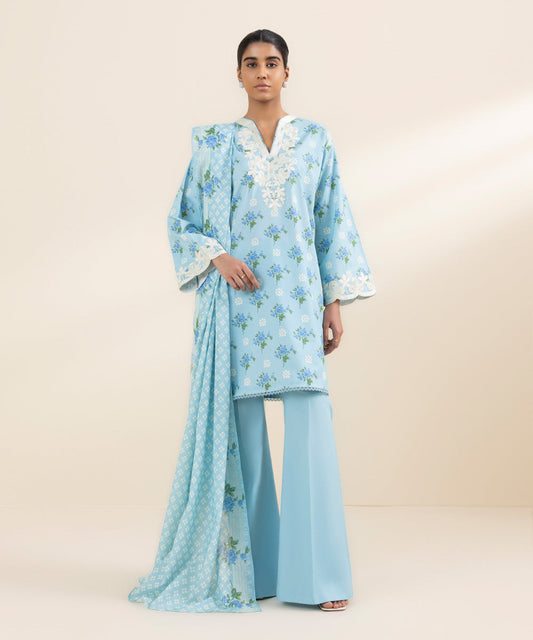 SAPPHIRE KARANDI PRINTED UNSTICHED 3PC