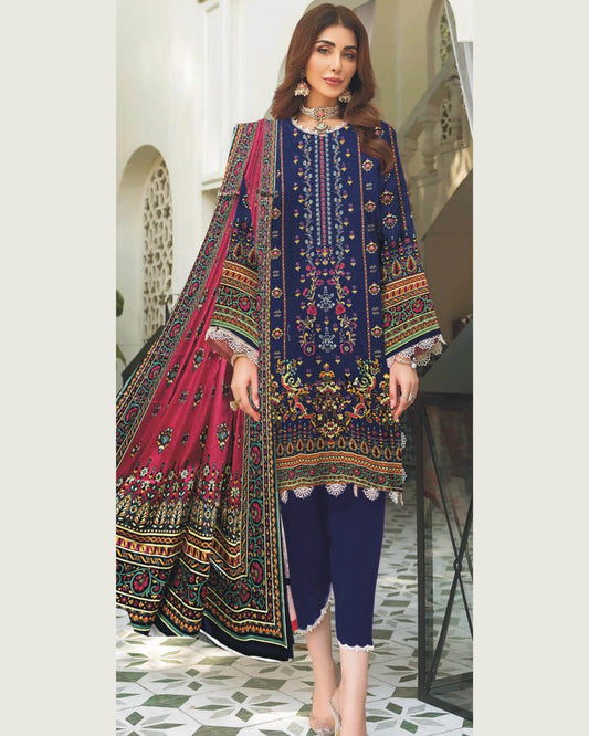 MIRAAL LAWN UNSTITCHED EMB 3PC - City Cloth House