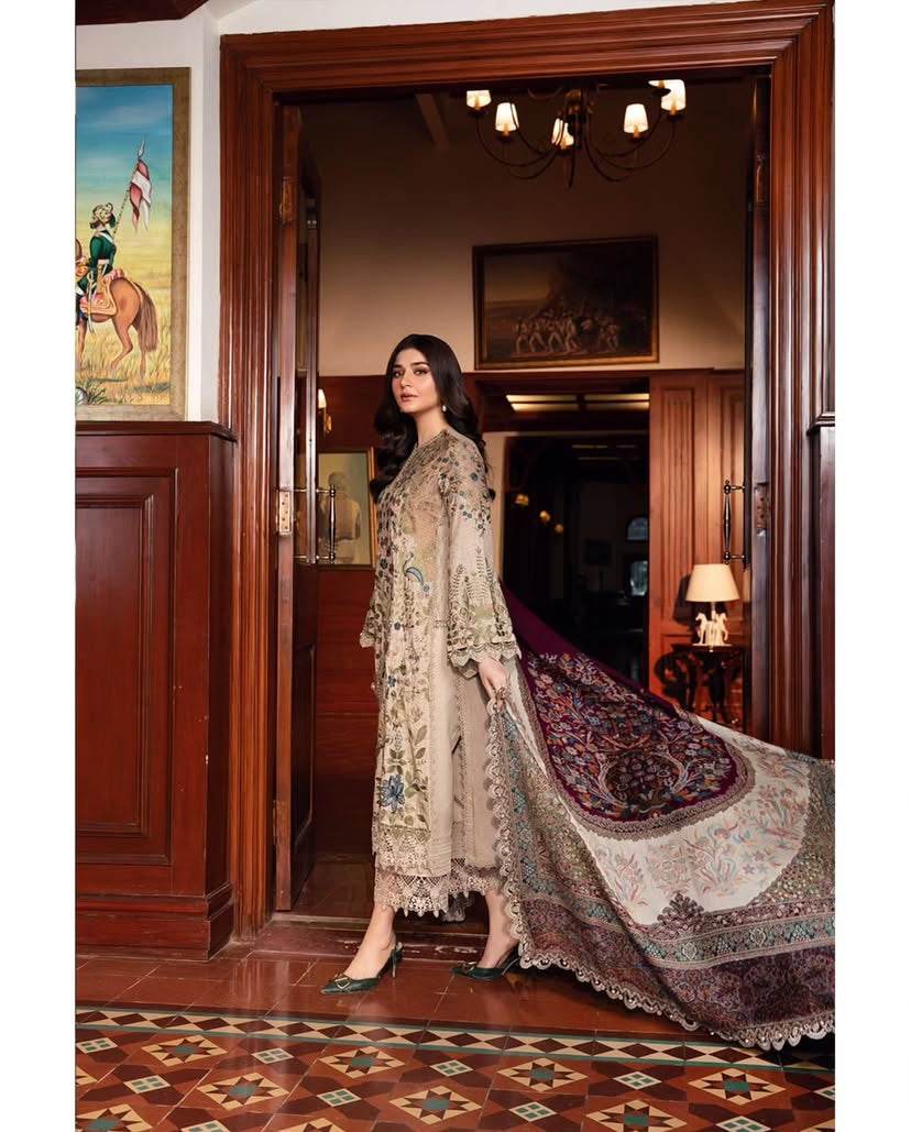 MARIA.B MARINA UNSTITCHED EMB 3PC - City Cloth House