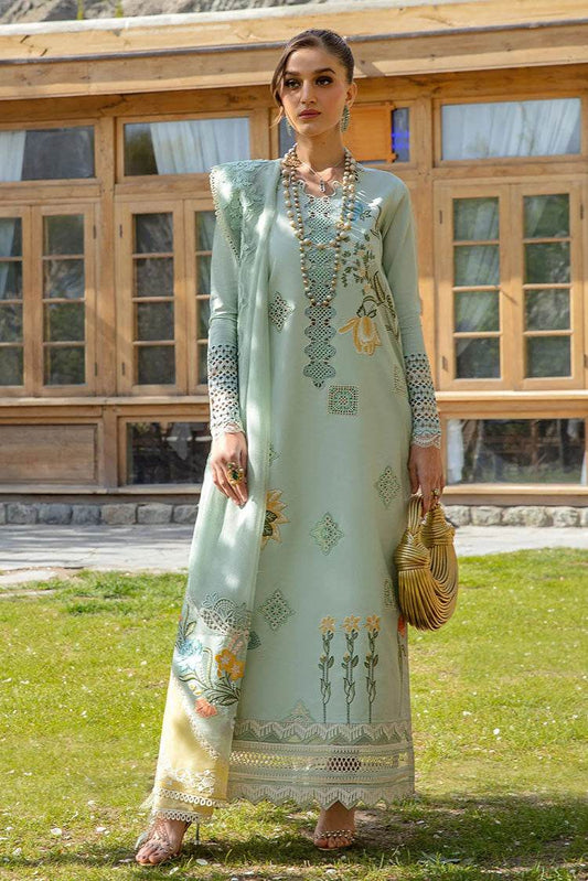 CRIMSON LAWN UNSTITCH EMB 3PC INTO THE WILD-AQUA (4B) - City Cloth House