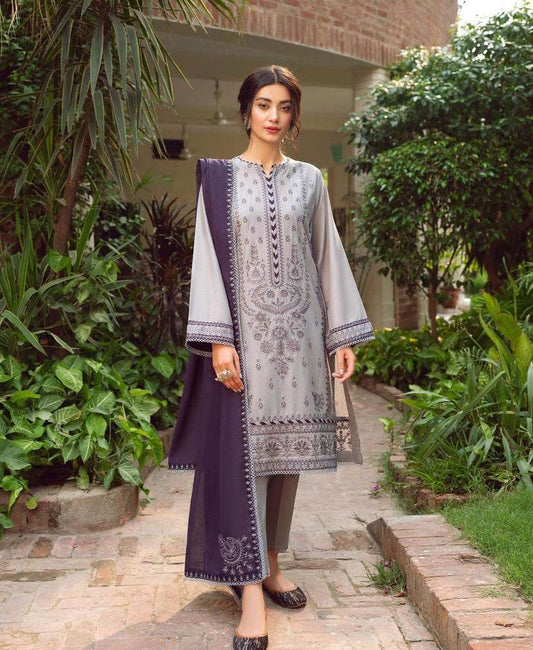 JAZMIN LAWN PREMIUM UNSTITCHED EMB 3PC - City Cloth House